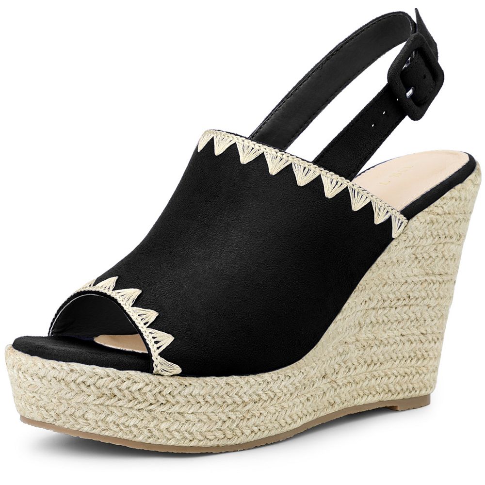Women's Espadrille Peep Toe Wedge Heels Slingback Strap Platform Sandals