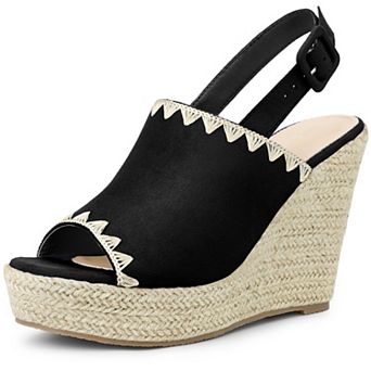 Women's Espadrille Peep Toe Wedge Heels Slingback Strap Platform Sandals