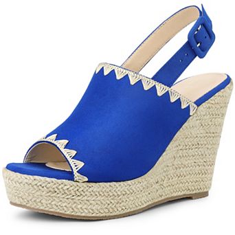 Women's Espadrille Peep Toe Wedge Heels Slingback Strap Platform Sandals