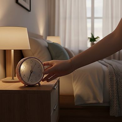 Gorgeous Mechanical Alarm Clock, Rhinestone Inlay, Non-Tick, Perfect for Study/Office 4.6"x2.0"x5.1"