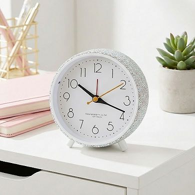Gorgeous Mechanical Alarm Clock, Rhinestone Inlay, Non-Tick, Perfect for Study/Office 4.6"x2.0"x5.1"