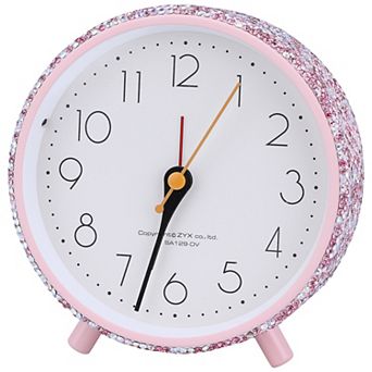 Gorgeous Mechanical Alarm Clock, Rhinestone Inlay, Non-Tick, Perfect for Study/Office 4.6"x2.0"x5.1"