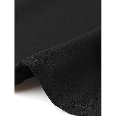 Dressy Top for Women's Lapel Collar Office Cap Sleeve Button Lightweight Work Blouse