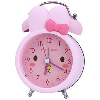 Bunny Design Mechanical Alarm Clock, Loud Alarms, Non-Tick, Cute Expression Pattern 3.5"x2.2"x5.1"