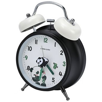 Alarm Clock for Heavy Sleepers,Cute Panda Design, Loud Bell Sound, Fits Guest Bedside 4.6"x2.2"x6.6"