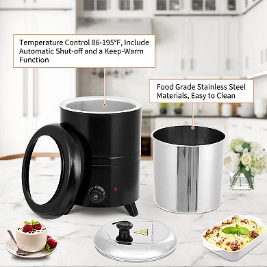 13.7 QT Commercial Soup Kettle, Soup Warmer with Stainless Steel Removable Insert Pot, Swing Lid