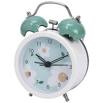 Silent Mechanical Alarm Clock, Non-Tick Movement, Floral Pattern Dial for Office Desk 3.3"x2.0"x5.1"