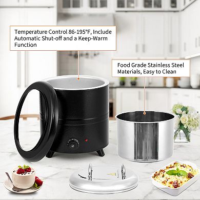 10.5 QT Commercial Soup Kettle, Soup Warmer with Stainless Steel Removable Insert Pot, Swing Lid