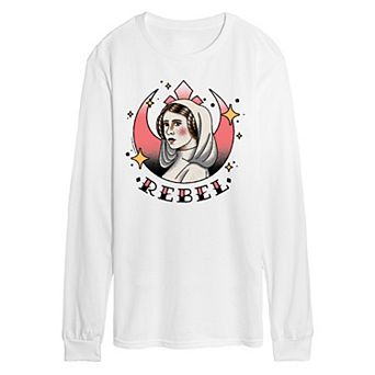 Men's Star Wars Princess Leia Rebel Vintage Tattoo Long Sleeve Graphic Tee