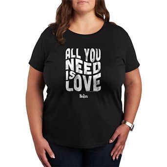 Plus Size The Beatles All You Need Is Love Distressed Graphic Tee