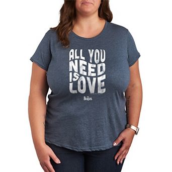Plus Size The Beatles All You Need Is Love Distressed Graphic Tee