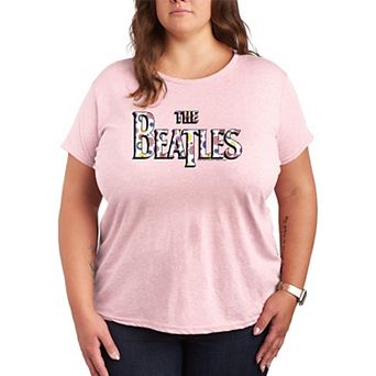 Plus Size The Beatles Floral Logo Graphic Tee