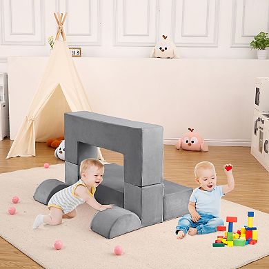 Modular Kids Couch for Toddlers&Kids Foam Play Sofa Set w/Detachable Cushions Convertible Soft Couch