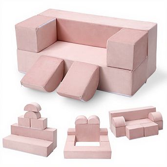 Modular Kids Couch for Toddlers&Kids Foam Play Sofa Set w/Detachable Cushions Convertible Soft Couch
