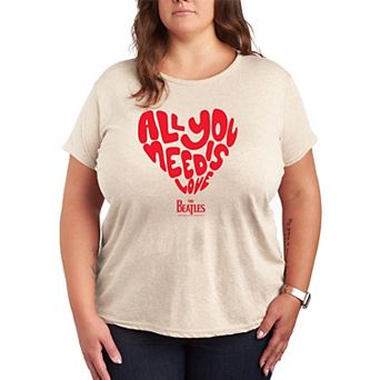 Plus Size The Beatles All You Need Is Love Heart Graphic Tee