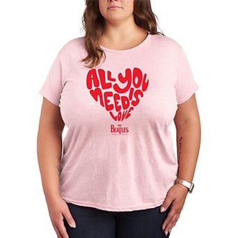 Plus Size The Beatles All You Need Is Love Heart Graphic Tee