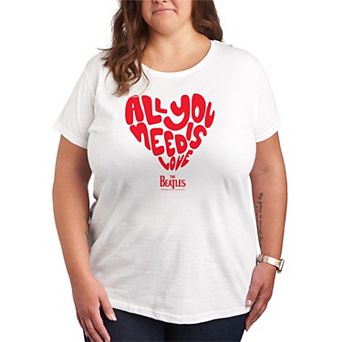 Plus Size The Beatles All You Need Is Love Heart Graphic Tee