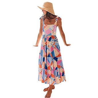 Women's Bohemian Print Maxi Slip Dress Y2K Beach Party Cocktail Dress