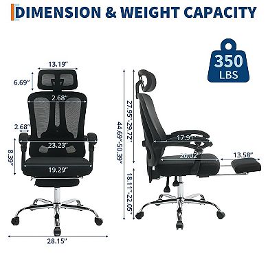 Office Chair w/Footrest,Adjustable Headrest and Backrest, Lumbar Support,Executive Desk Chair