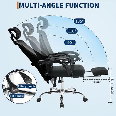 Office Chair w/Footrest,Adjustable Headrest and Backrest, Lumbar Support,Executive Desk Chair