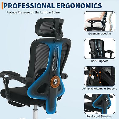 Office Chair w/Footrest,Adjustable Headrest and Backrest, Lumbar Support,Executive Desk Chair