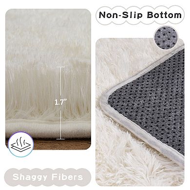 Cozy Shag Area Rug with Non-Slip Base, Soft Plush Carpet for Home Decor