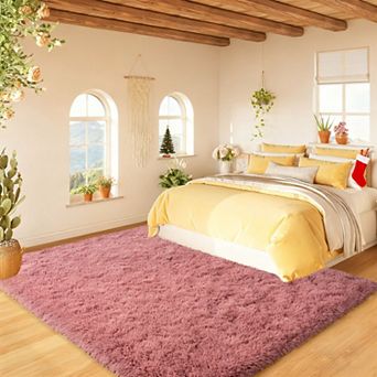 Cozy Shag Area Rug with Non-Slip Base, Soft Plush Carpet for Home Decor