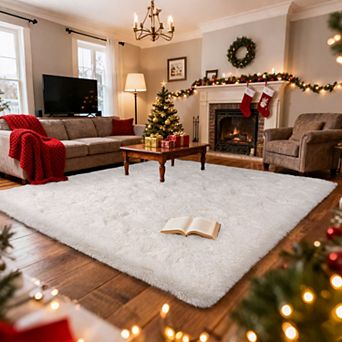 Cozy Shag Area Rug with Non-Slip Base, Soft Plush Carpet for Home Decor