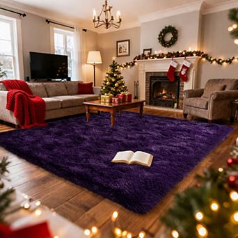 Cozy Shag Area Rug with Non-Slip Base, Soft Plush Carpet for Home Decor