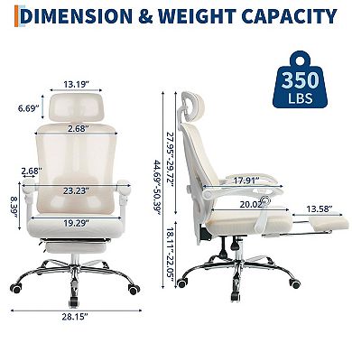 Office Chair with Footrest,Computer Chair w/Adjustable Headrest& Backrest,Lumbar Support, w/Pillow