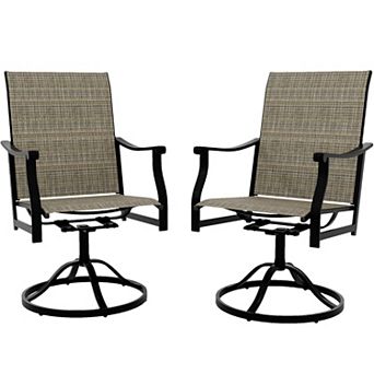 Outdoor Swivel Dining Chairs w/Textilene Breathable Back, Swivel Patio Dining Chairs Set of 2