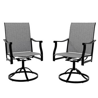 Outdoor Swivel Dining Chairs w/Textilene Breathable Back, Swivel Patio Dining Chairs Set of 2