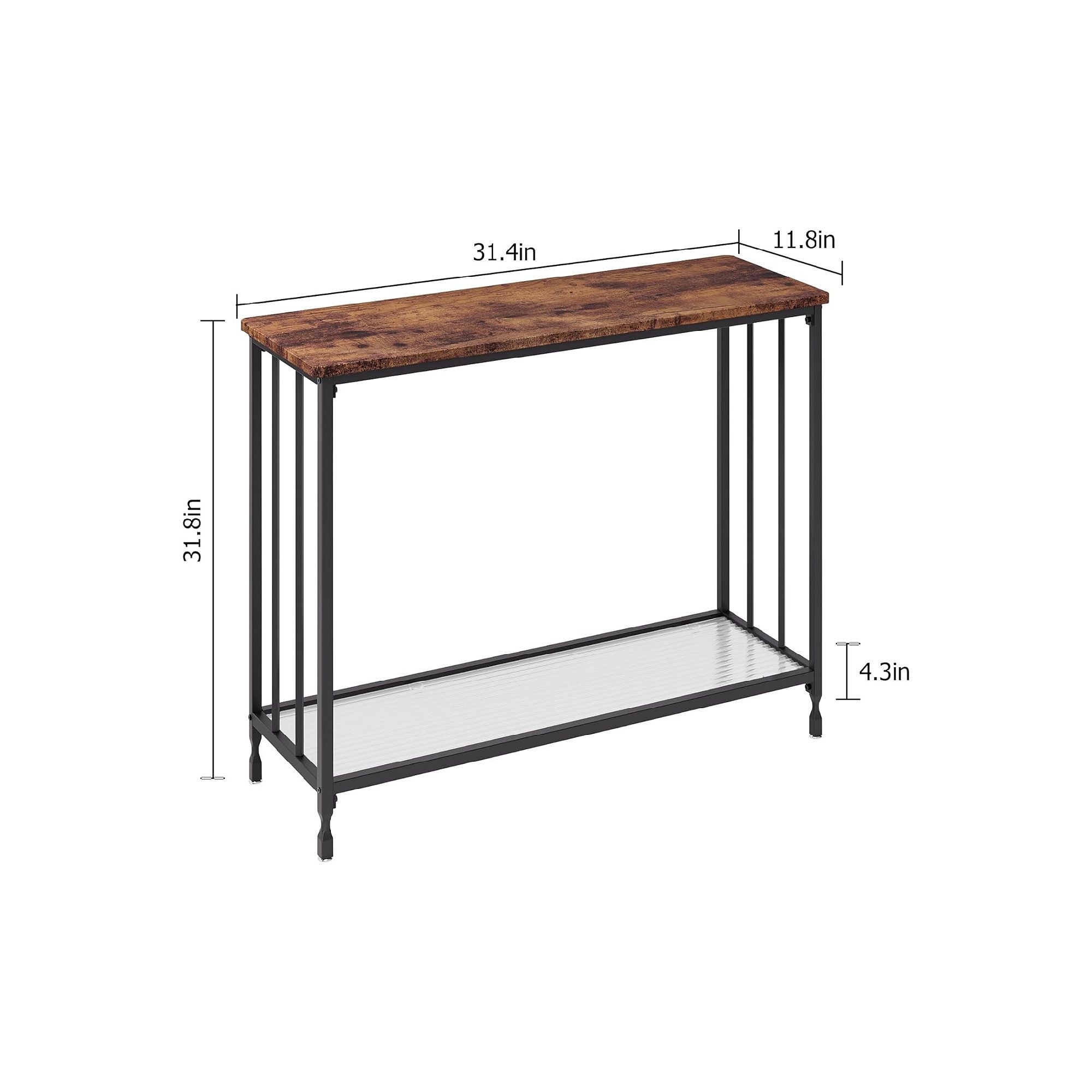 Console table dimensions: 31.4 in wide, 31.8 in tall, 11.8 in deep