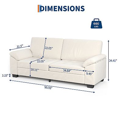 Modern Oversized Loveseat, Upholstered Loveseat with Soft Spacious Armrests