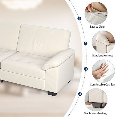 Modern Oversized Loveseat, Upholstered Loveseat with Soft Spacious Armrests