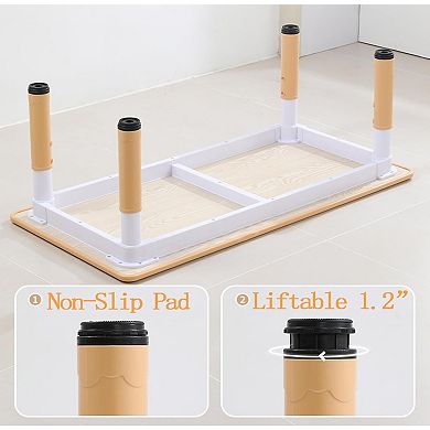 Kids Table and 6 Chair Set,47 in Height Adjustable Toddler Table Set w/Non-Slip Desk Legs Organizer