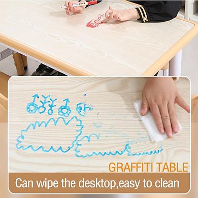 Kids Table and 6 Chair Set,47 in Height Adjustable Toddler Table Set w/Non-Slip Desk Legs Organizer