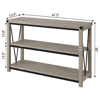 Farmhouse Entryway Table,47 in Narrow Long Console Table with Storage, 3 Tier Wood Console Table