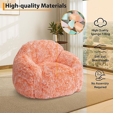 Faux Fur Bean Bag Chair,Plush Lounge Beanbag Sofa w/Armrests,Fluffy Bean Bag Couch Filled w/Foam