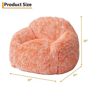 Faux Fur Bean Bag Chair,Plush Lounge Beanbag Sofa w/Armrests,Fluffy Bean Bag Couch Filled w/Foam