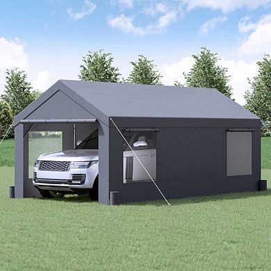 Portable Canopy Garage With Ventilated Windows