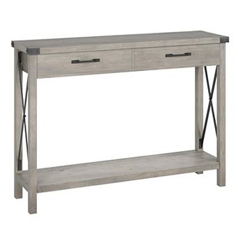 Farmhouse Console Table w/2 tier and Drawers,Entryway Table for Hallway& Living Room, MDF&Wood Legs
