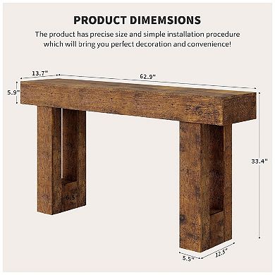 Farmhouse Console Table - Long Narrow Sofa Table for Behind The Couch with Storage