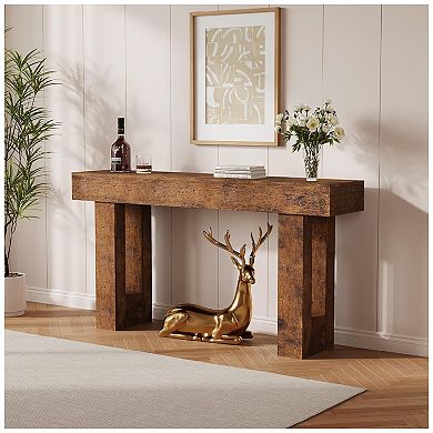 Farmhouse Console Table - Long Narrow Sofa Table for Behind The Couch with Storage