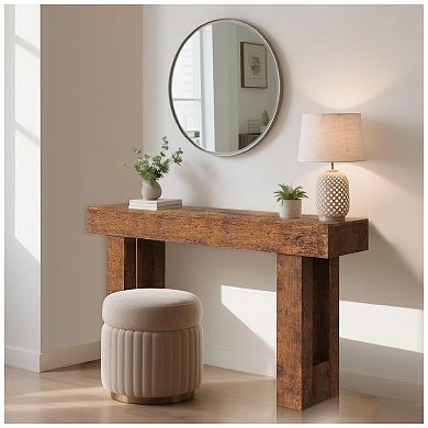 Farmhouse Console Table - Long Narrow Sofa Table for Behind The Couch with Storage