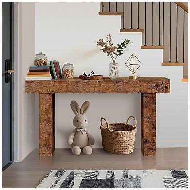 Farmhouse Console Table - Long Narrow Sofa Table for Behind The Couch with Storage