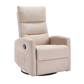 Manual Recliner Chair with Rocker and Swivel in Fabric