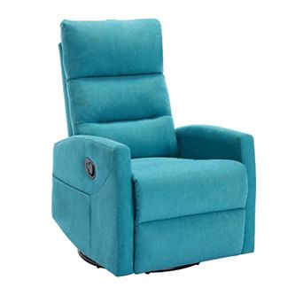Manual Recliner Chair with Rocker and Swivel in Fabric