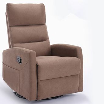 Manual Recliner Chair with Rocker and Swivel in Fabric