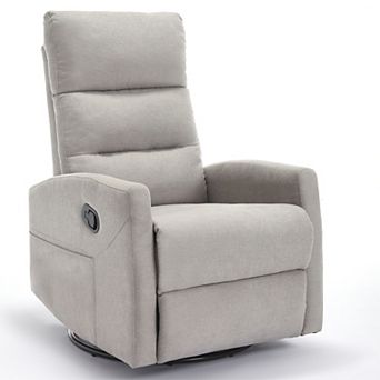 Manual Recliner Chair with Rocker and Swivel in Fabric